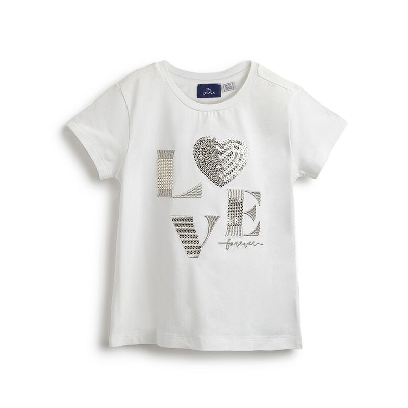 Girls White Graphic Printed Short Sleeve T-Shirt image number 0